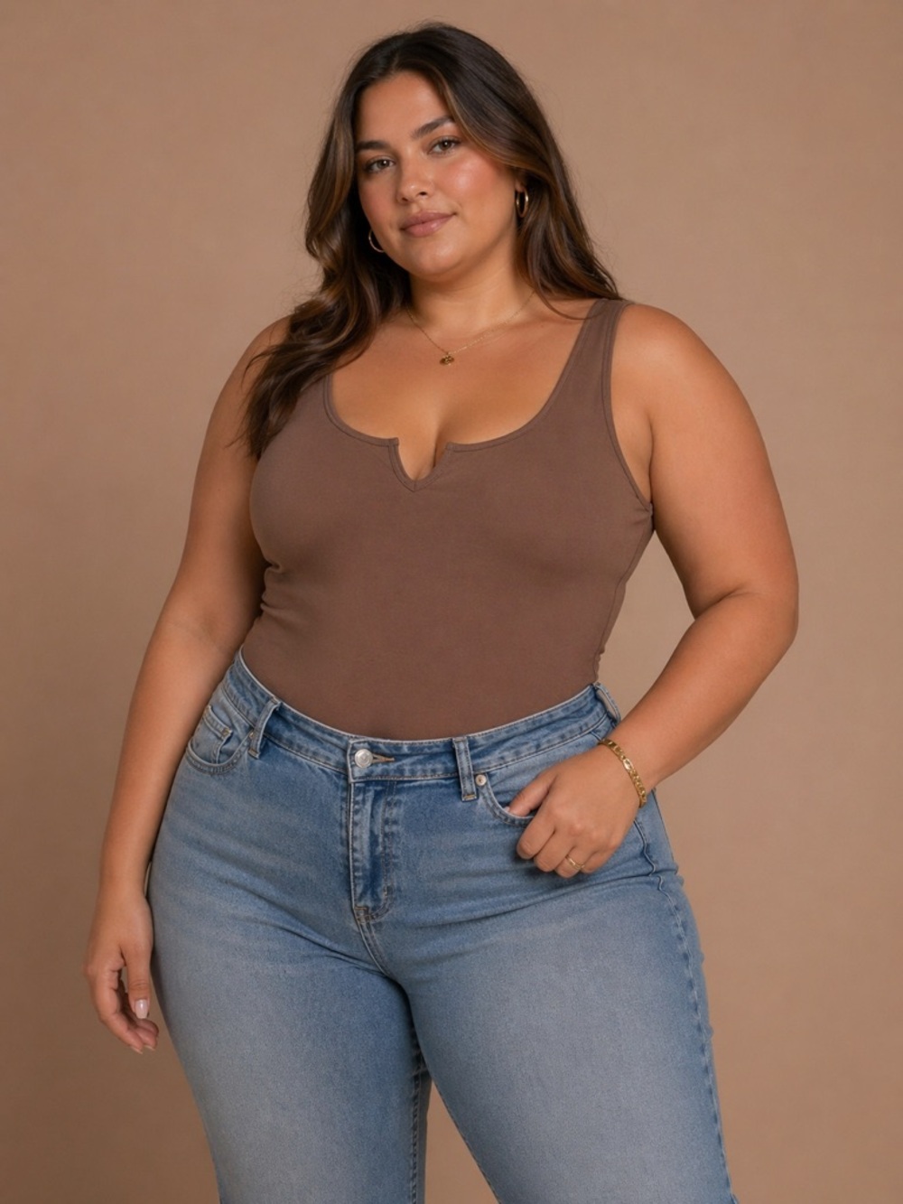 Zenana Outfitters Brown Bodysuit